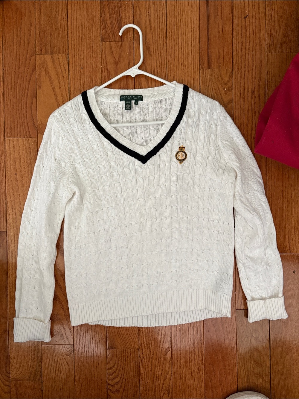 Women’s M Vintage Ralph Lauren Cable Knit Sweater (V-neck)